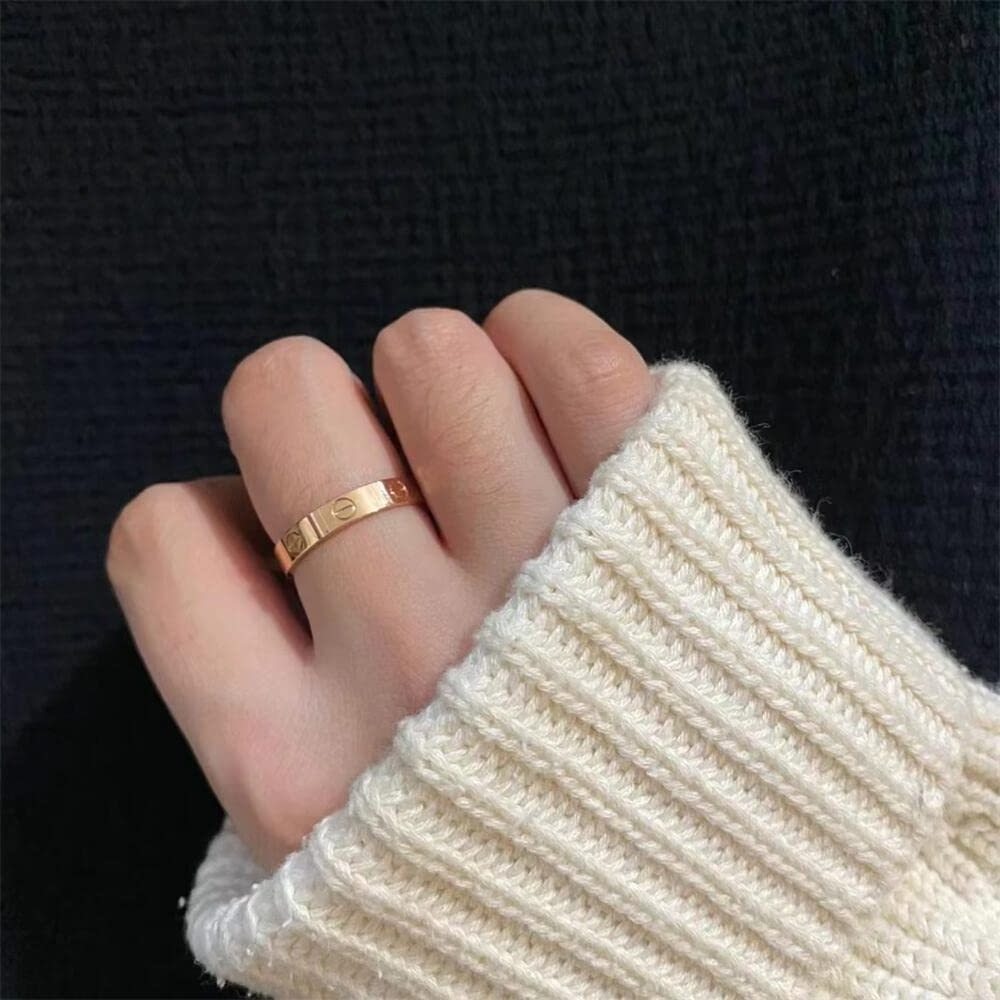 Ring Gold Stainless Steel Promise Ring Fashion Wedding Ring Women's Jewelry