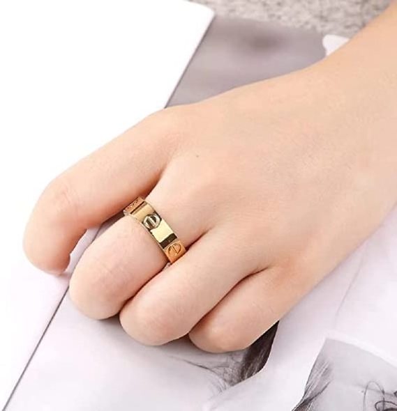 Ring Gold Stainless Steel Promise Ring Fashion Wedding Ring Women's Jewelry