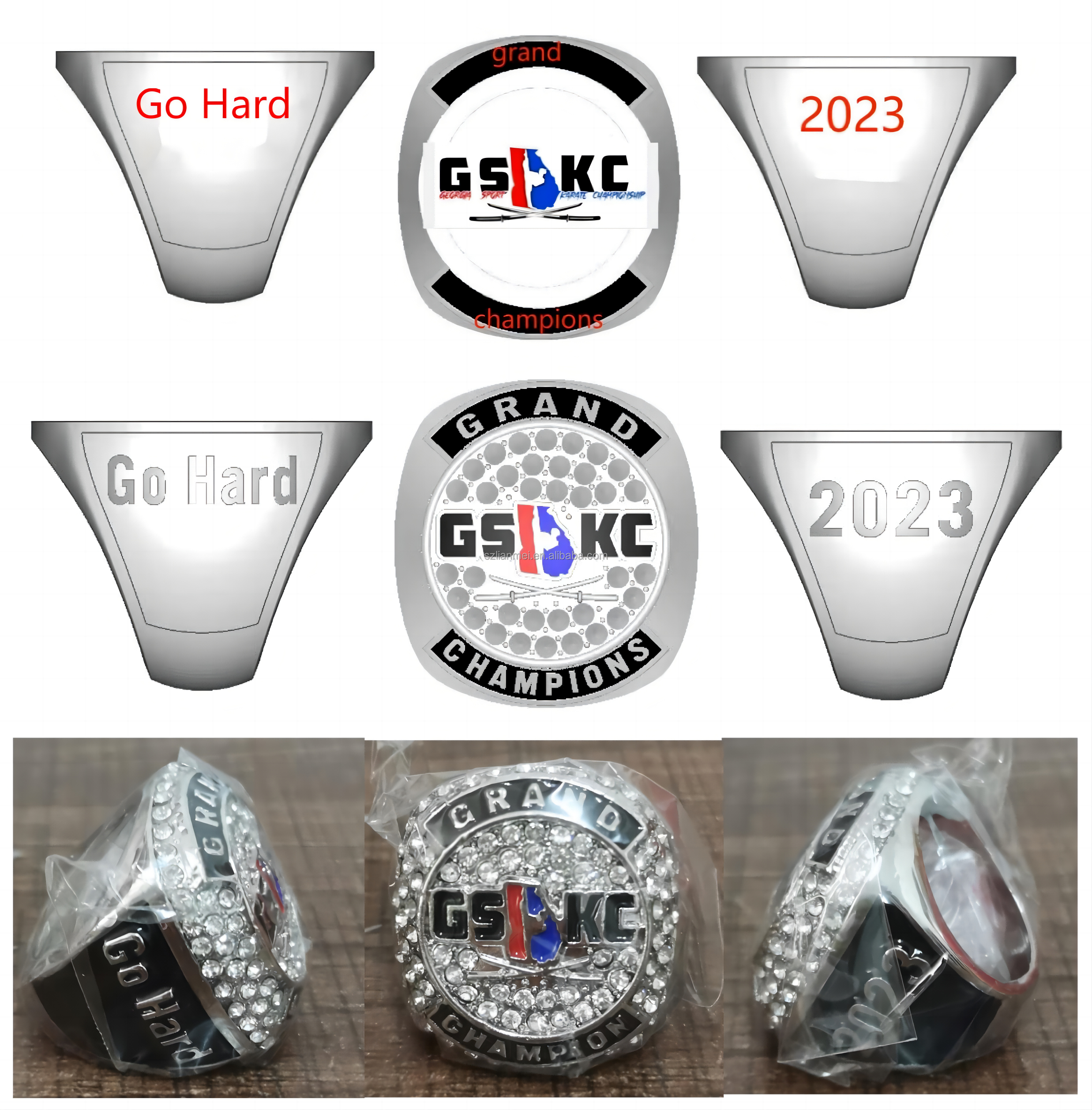 Customize High Quality Sports championship Rings with team logo wholesale Alloy plated  silver gold plated Free design rings