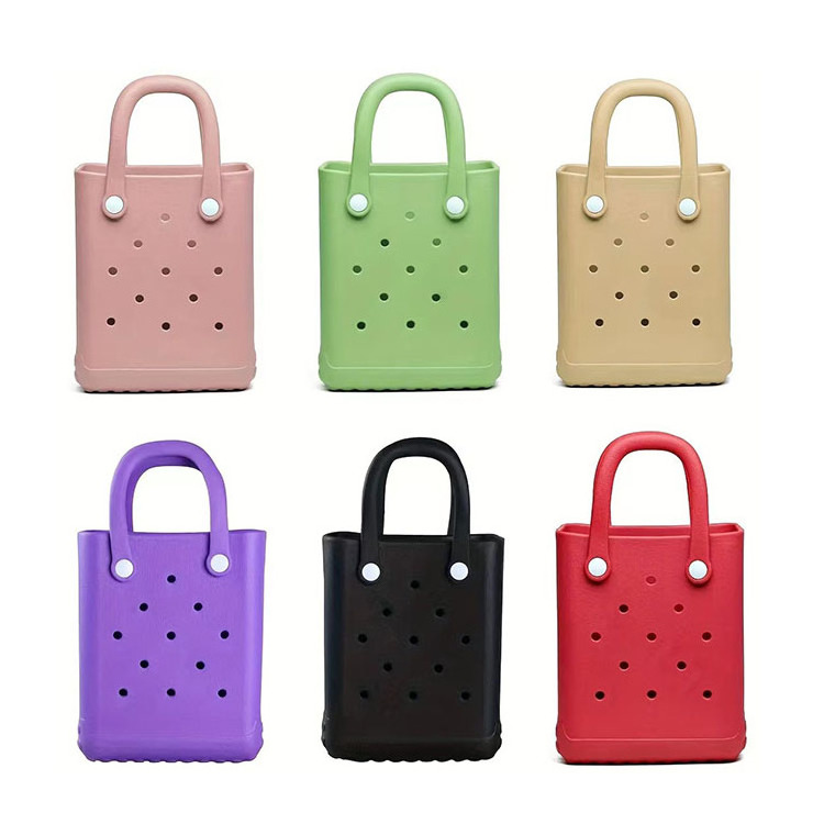 Custom Women Beach Waterproof Tote Bags Summer Rubber Totes Large Small Medium Fashion Eva Plastic Bogg Silicone Bag With Holes