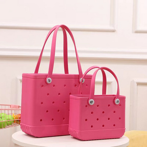 Custom Women Beach Waterproof Tote Bags Summer Rubber Totes Large Small Medium Fashion Eva Plastic Bogg Silicone Bag With Holes