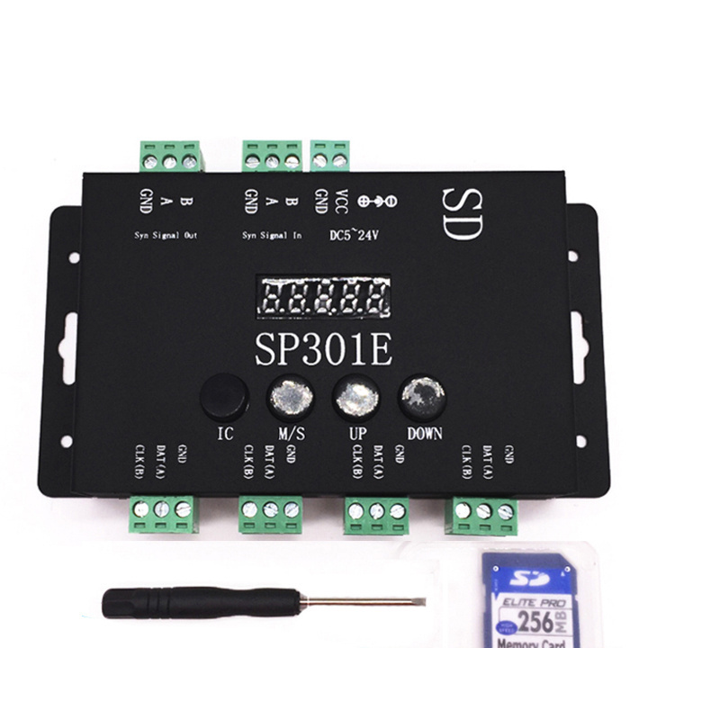 SP301E led controller addressable pixel strip light SD card programming WS2812B SK6812 APA102 rgb controller 4 way controller