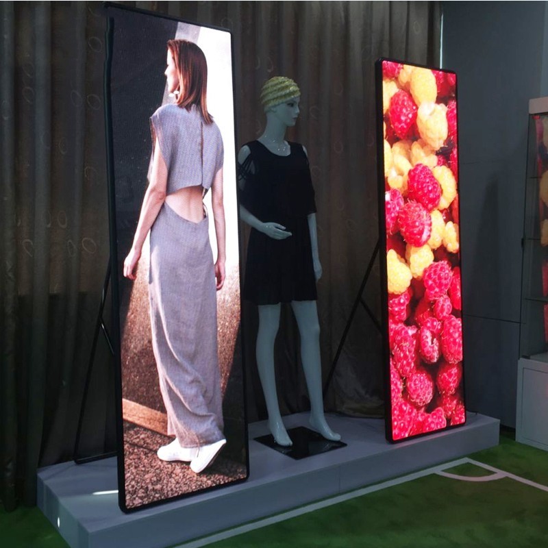 P3 High Resolution Indoor Ultra Thin Digital Advertising Mirror Floor Standing LED Display Video Board LED Poster Display