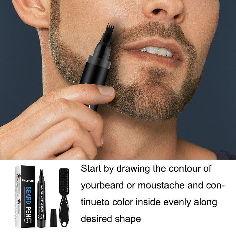 EELHOE Waterproof Beard Mustache Filler Pen and Brush Long Lasting Beard Pencil Filler For Men