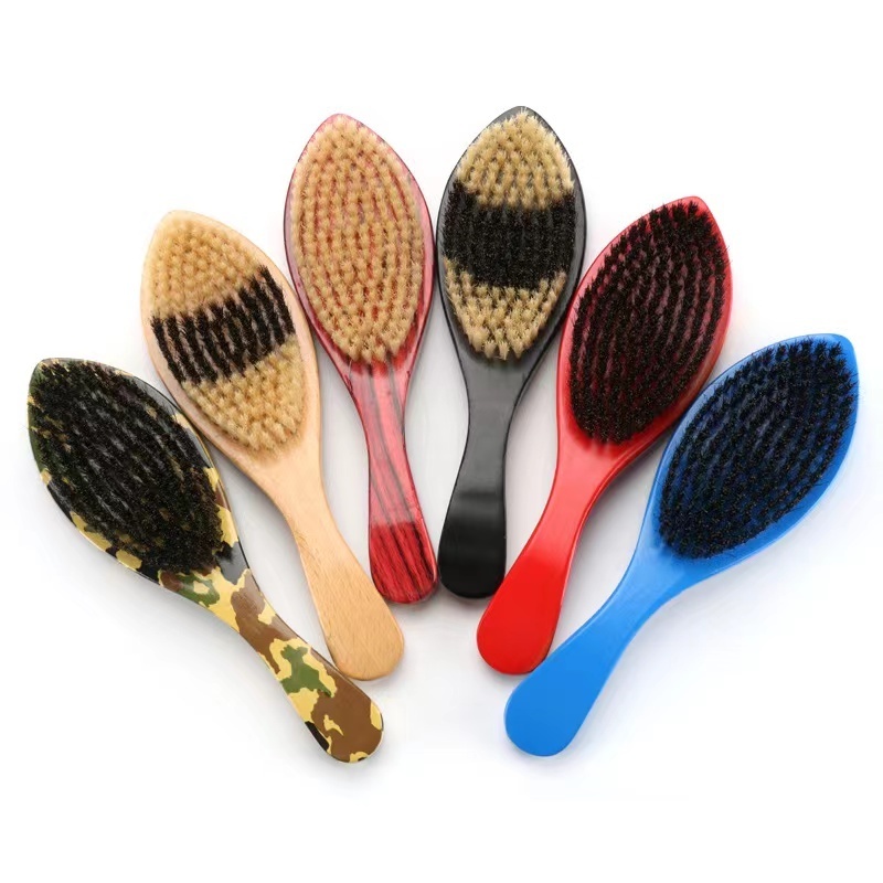 Long Handle Customizable 360 Soft Wave Brush Medium Curved Hard Wave Brush for Men