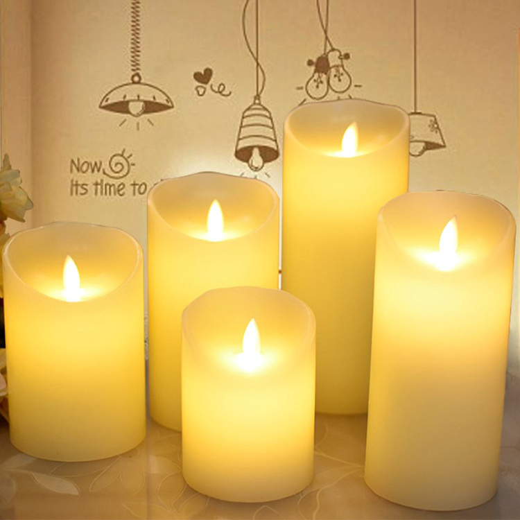 Flickering Moving Battery Operated Electric Tea Rechargeable Wax Remote Control flameless LED Candles