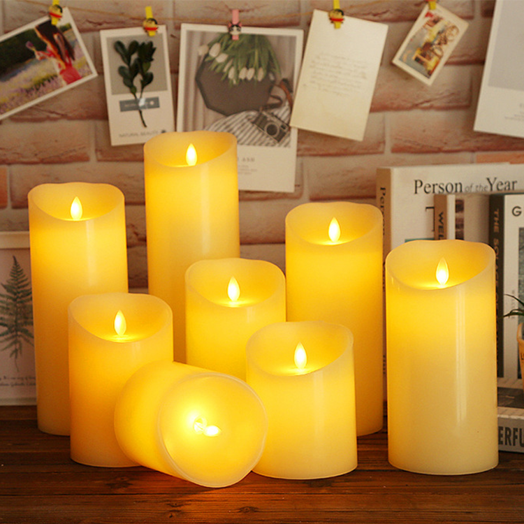 Flickering Moving Battery Operated Electric Tea Rechargeable Wax Remote Control flameless LED Candles