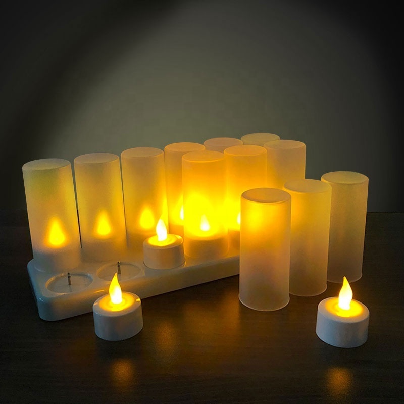 Pack12 Remote Flameless Battery Candles Plastic Mini Led Tea Candle Light