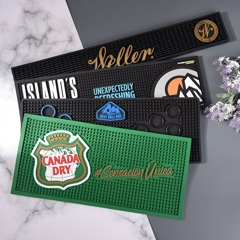 Personalized PVC Rubber Service Bar Mat Custom Brand Logo Printing Bar Mat