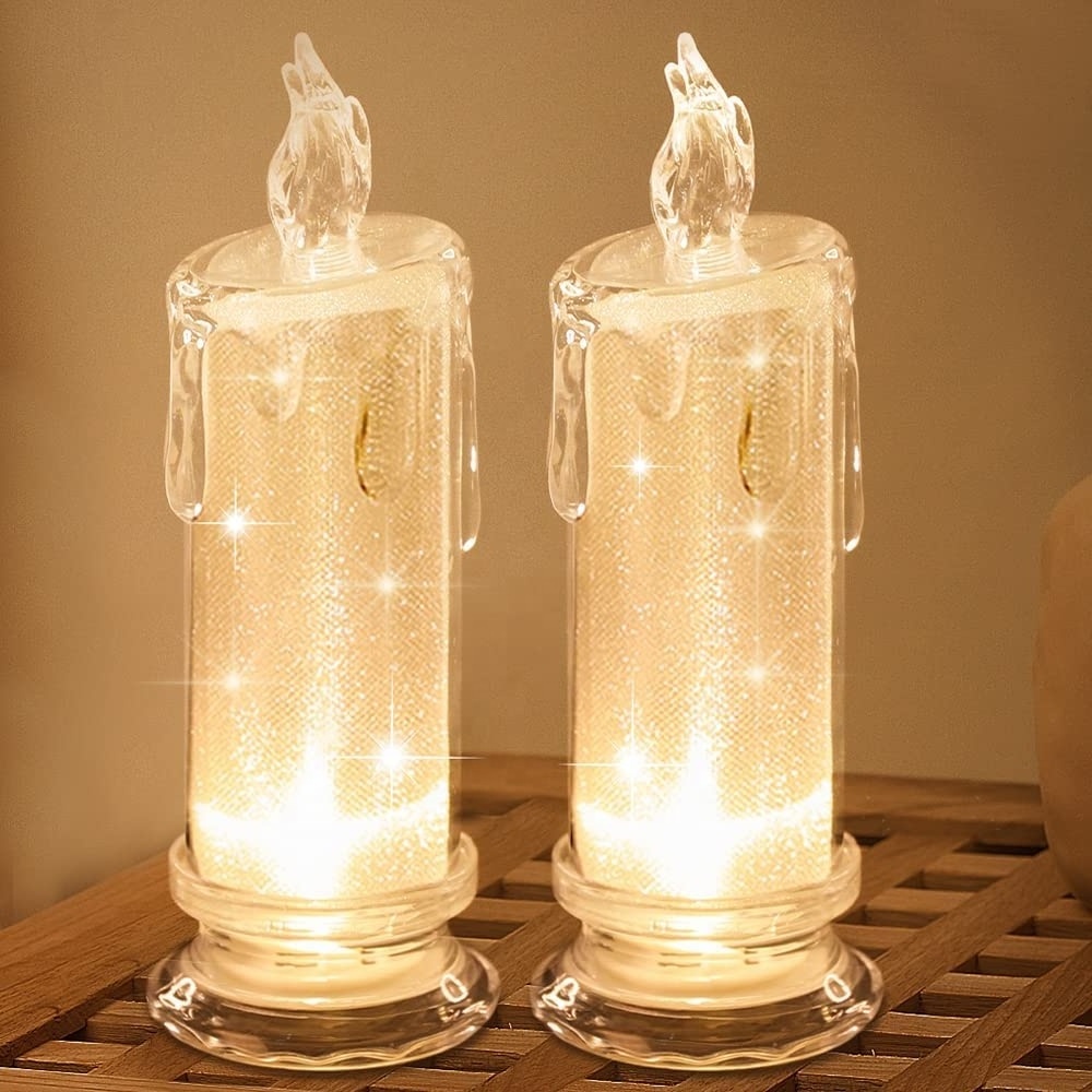 Fairy Battery Operated Romantic Led Pillar Flameless Candle Light Transparent Led Tear Drop Flameless Candle