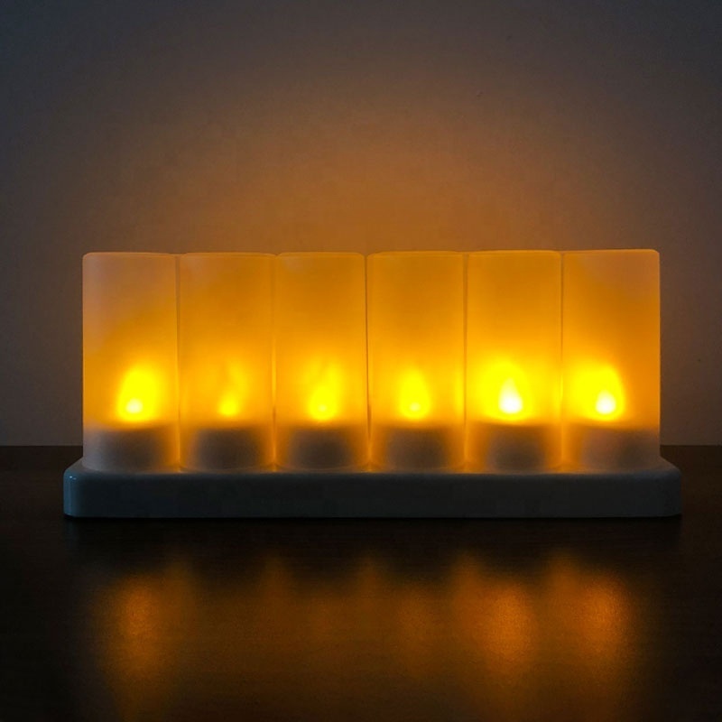 Set 12pc Remote Control Rechargeable Candle Flameless Flicker Led Candle Tea Light Warm Light