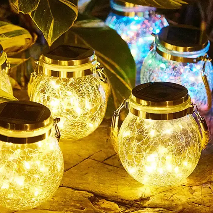 New Design 2023 Modern Mason Jar Light LED Solar Light String Waterproof Creative Outdoor Decorative Ball Latern