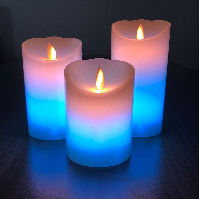 3Pack Paraffin Wax RGB Color Led Candle For Wedding Christmas Electronic Tea Light Led Candles with Remote Control