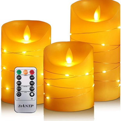 Hot sale Flickering Flameless Candles Moving Flame LED Pillar Candles with Remote Control and Timer for party/ decoration