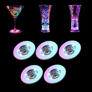 Led Bottle Drink Coasters Light With Adhesive Sticker Colorful Light Mini Led Cup Coaster/led Bottle Sticker