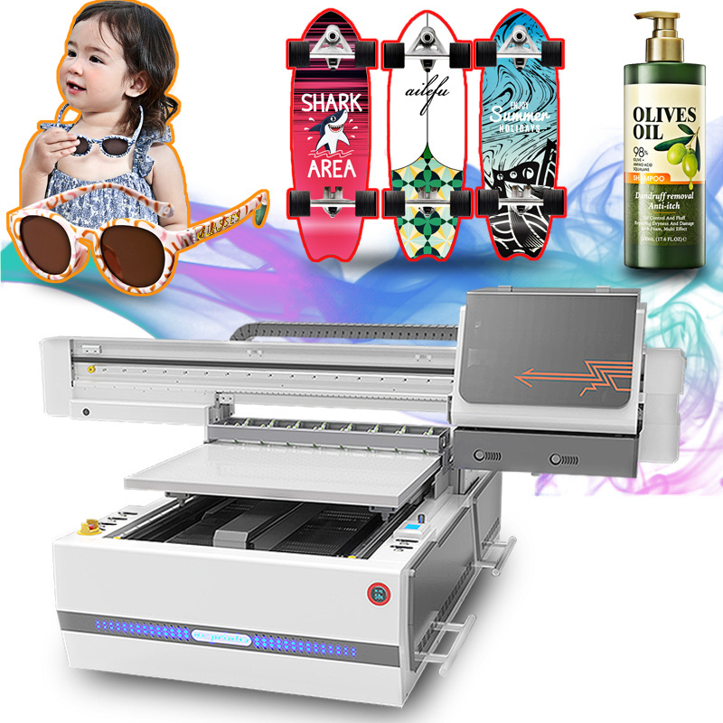 Latest A1 UV printer 6090 visual positioning UV printer printing packaging glasses cylinder AB glue varnish UV printing machine