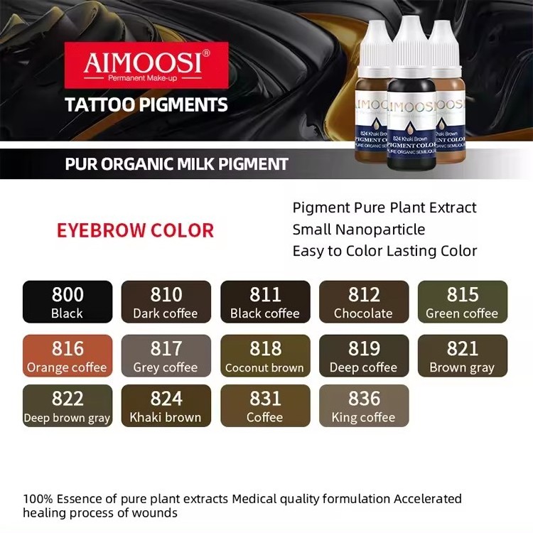 AIMOOSI 15ML Original Organic Liquid Pigment Microblading Tools Tattoo Ink for Permanent Makeup Lip Blush Machine