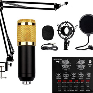 GAM-800G Condenser Microphone Set for PC Singing Game Youtube TikTok MIC Sound Card Live Recording Condenser Microphone Set