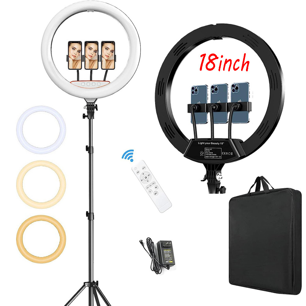 18-inch with bag tripod lighting kit video studio dimmable LED fill light selfie photography flash ring light