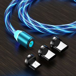 High Quality Circle 3-In-1 Led Magnetic Head Charging 3 In 1 Megnetic Cable Usb C Connectors Magnetic Mobile Phone Data Cable