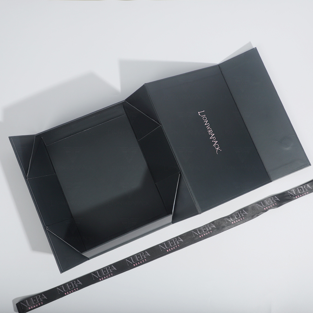 Large Luxury Custom Logo Branded Paper Box Big Black Magnetic Folding Clothing Gift Box Packaging