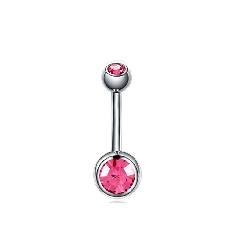 5PCS 14G Surgical Stainless Steel Dangle Belly Button Rings for Women Pink CZ Heart Belly Ring Dangling Piercing Jewelry