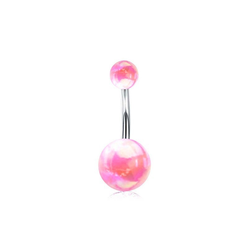 5PCS 14G Surgical Stainless Steel Dangle Belly Button Rings for Women Pink CZ Heart Belly Ring Dangling Piercing Jewelry