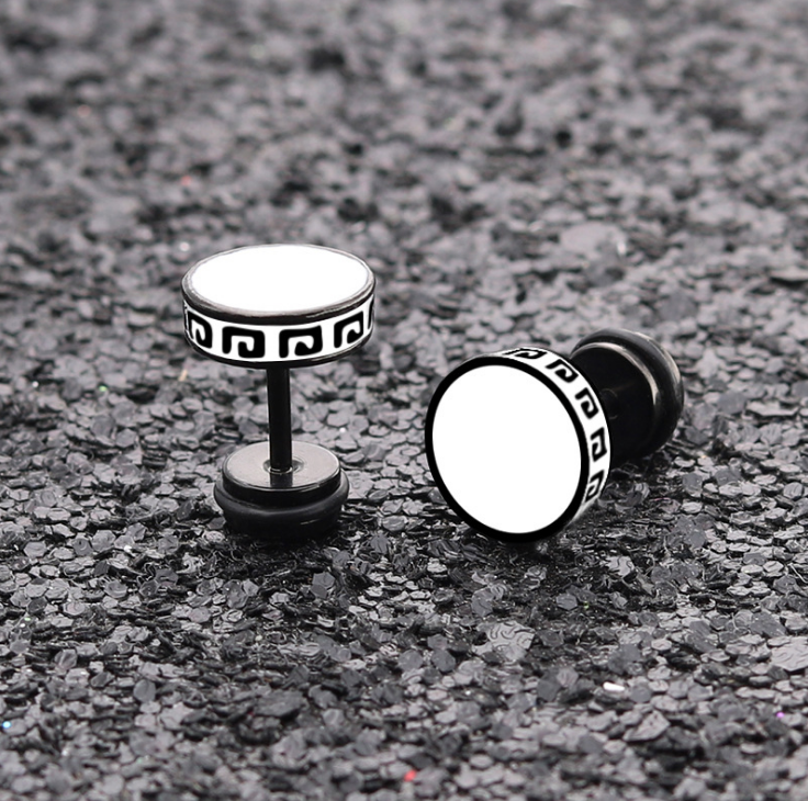 Pair Fake Ear plug Round Stretcher Earring Disc Ring Tunnel Ear Piercing