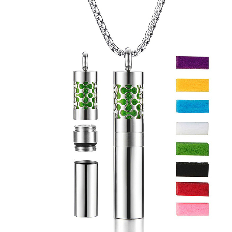 Diffuser Necklace Essential Oil Container Pendant Necklace 316L Stainless Steel Aromatherapy Locket with Pads