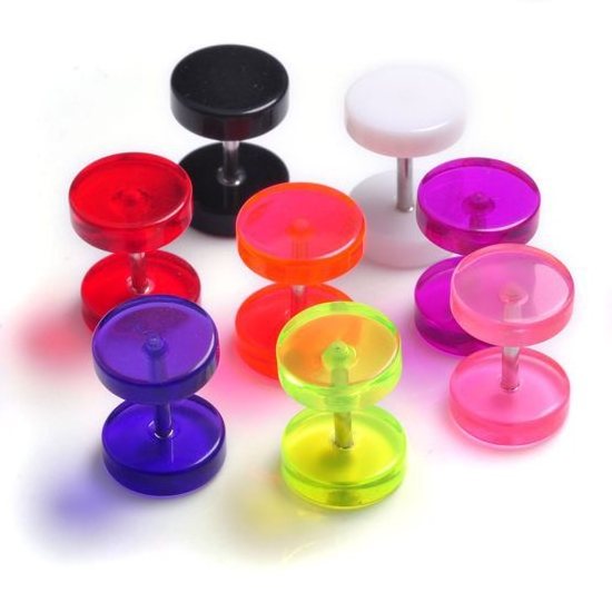 Fake Gauge Earrings Ear Plug Neon Acrylic 8mm Cheater Flesh Tunnel Gauges Tapers Stretcher Body Piercing