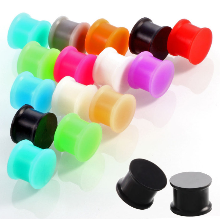 12 Pairs Silicone Ear Flesh Tunnels Saddle Stretching Kit Ear Plugs Gauges Body Piercing Jewelry