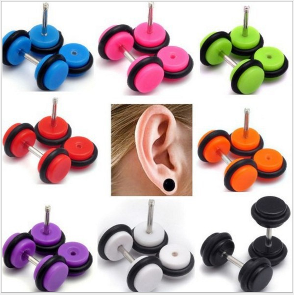 Fake Gauge Earrings Ear Plug Neon Acrylic 8mm Cheater Flesh Tunnel Gauges Tapers Stretcher Body Piercing