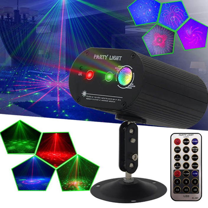 RGB 60 Patterns LED Stage Light Projector Effect Sound Activated LED Party Light with Remote Control