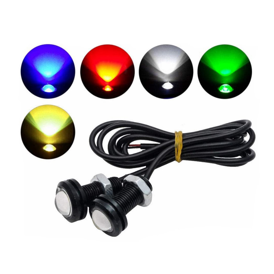 Red Blue Green Amber White COB DRL LED Light Flash 23mm 18mm 12v Waterproof Warning Light for Car