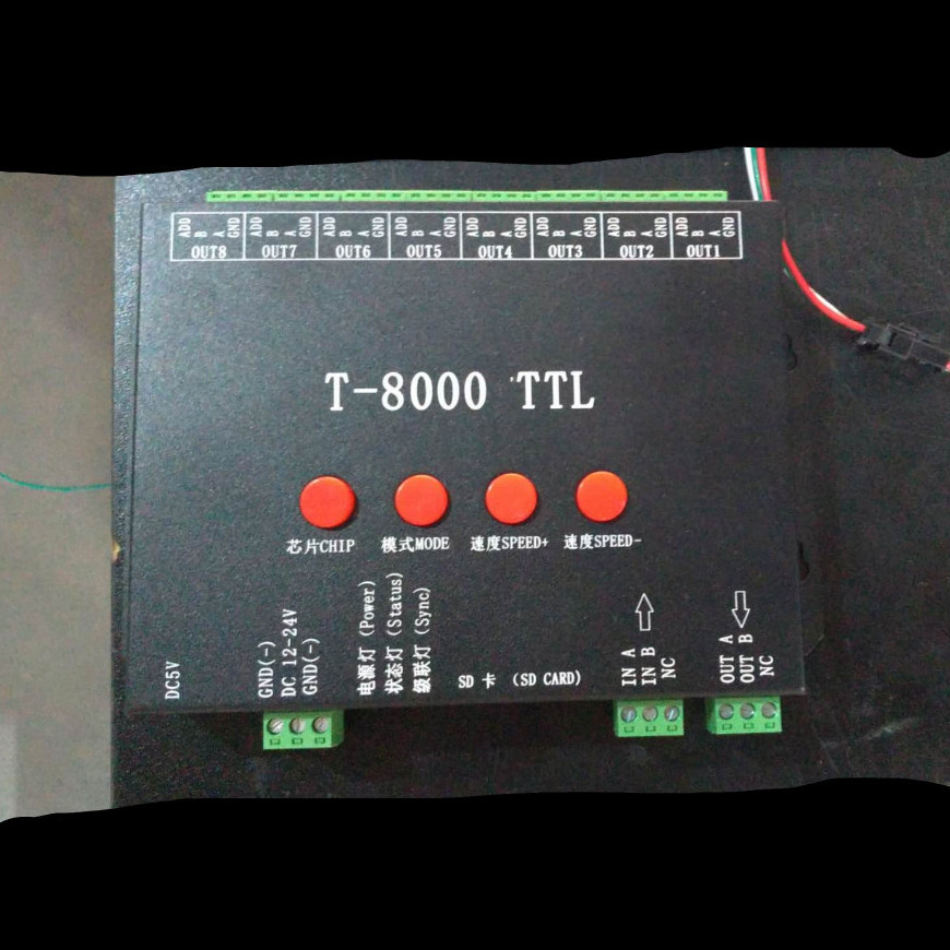 SD Card T-8000 TTL Programmable Led RGB Pixel Controller for Digital LED Strip/Module/Screen