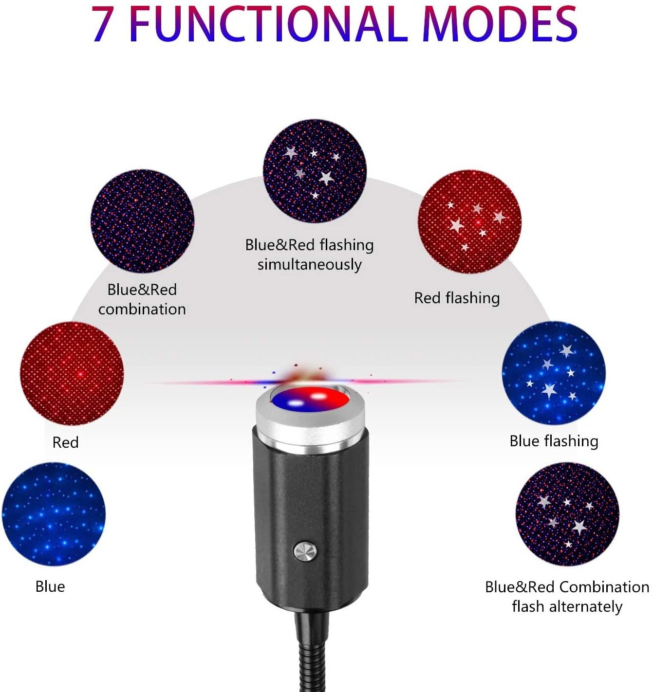 Red&Blue LED Starry Sky Night Light 5V USB Powered Star Projector Lamp for Car Roof Room Ceiling Light