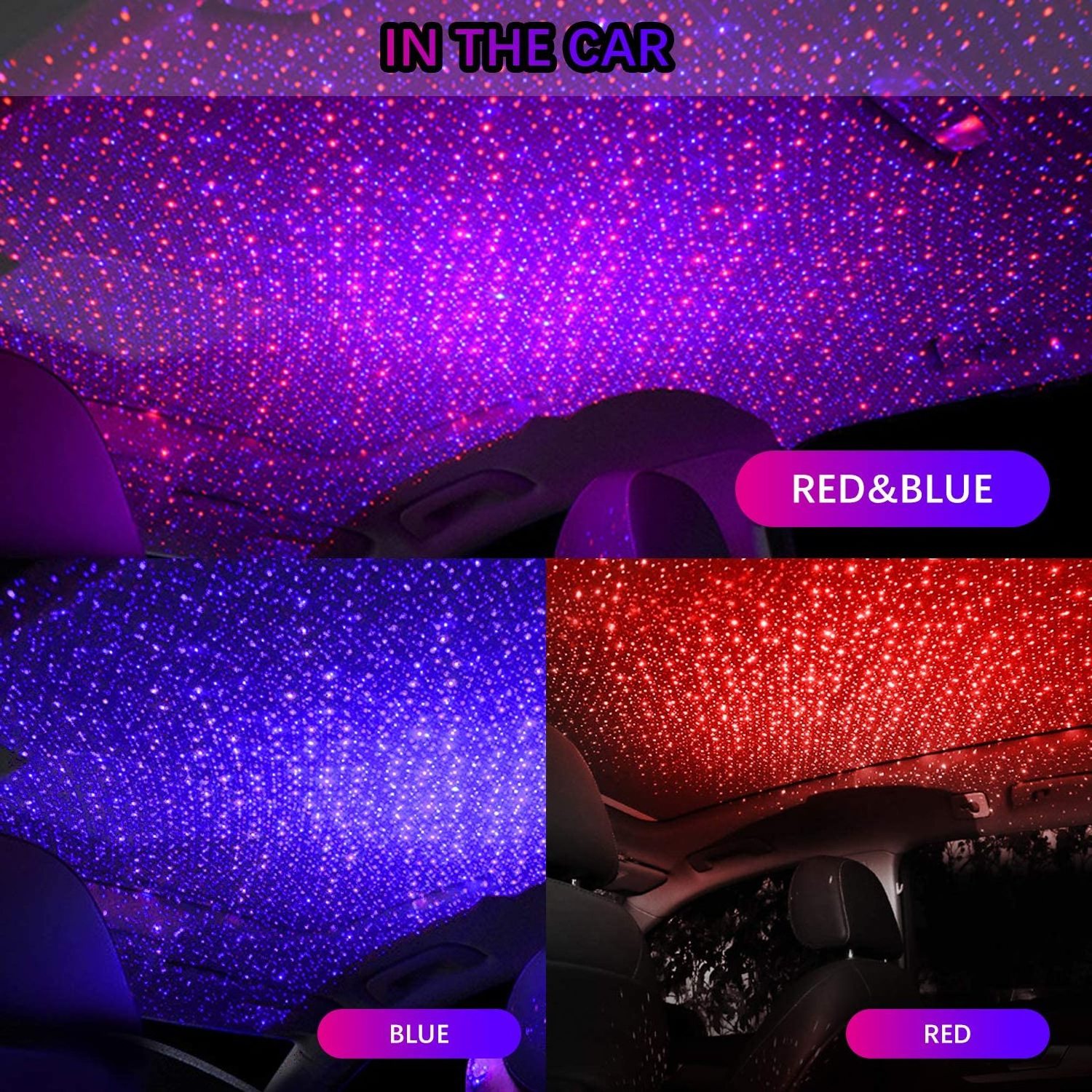 Red&Blue LED Starry Sky Night Light 5V USB Powered Star Projector Lamp for Car Roof Room Ceiling Light