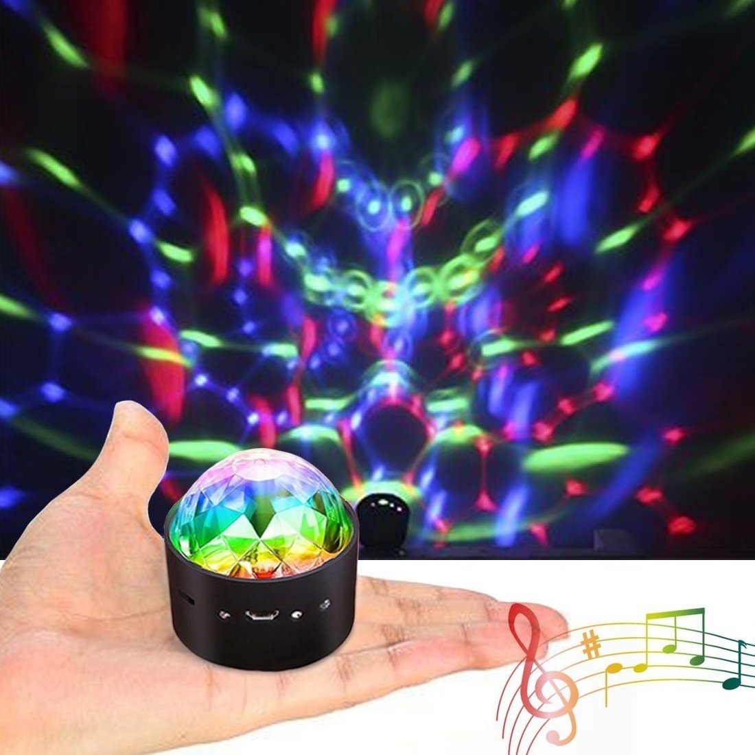 Mini Disco Light Sound Activated Multi-Color Battery Operated RGB Disco Ball Light