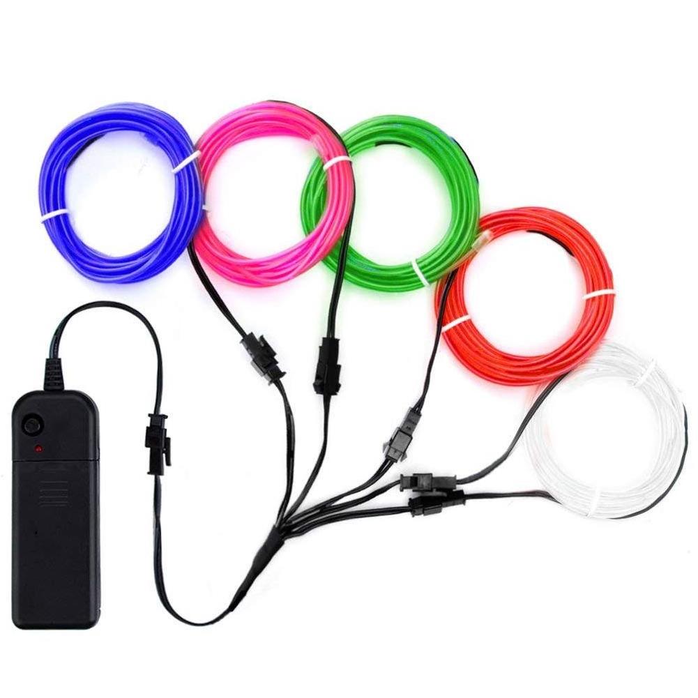 Custom DIY Fashion Neon EL Single Color Wire Flexible Light Up Wire with Battery Pack