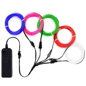 Custom DIY Fashion Neon EL Single Color Wire Flexible Light Up Wire with Battery Pack