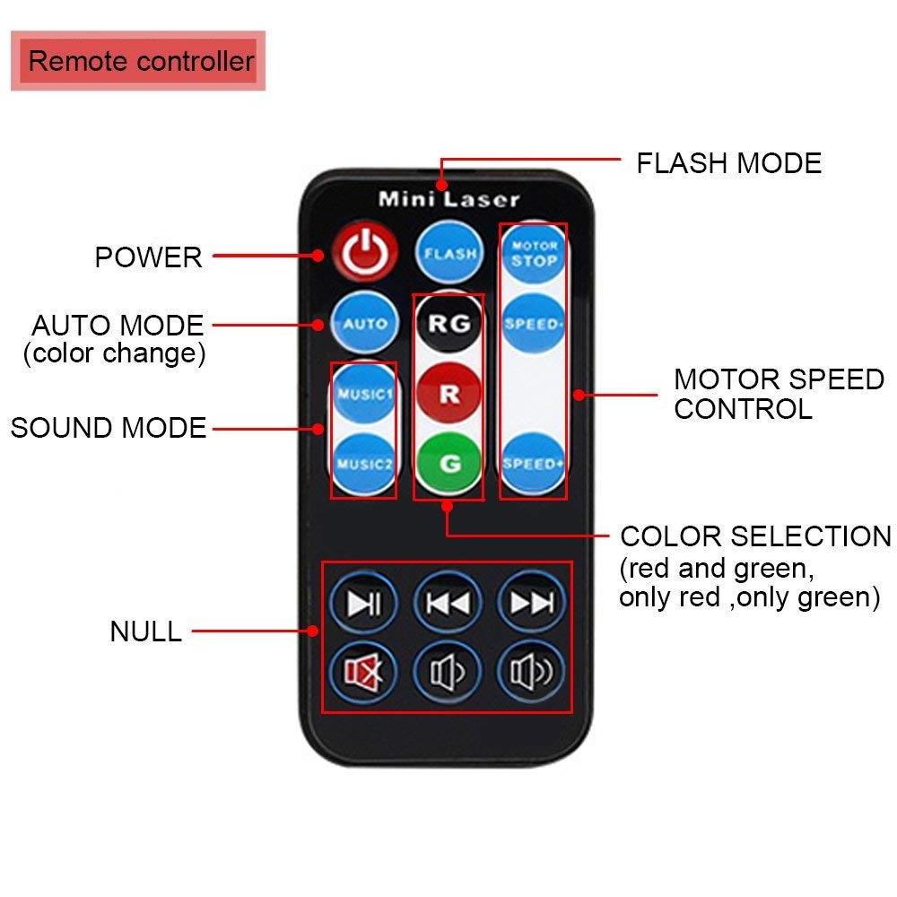 Mini LED Laser Stage Lighting Red Green Disco Night Party Light with Remote Control