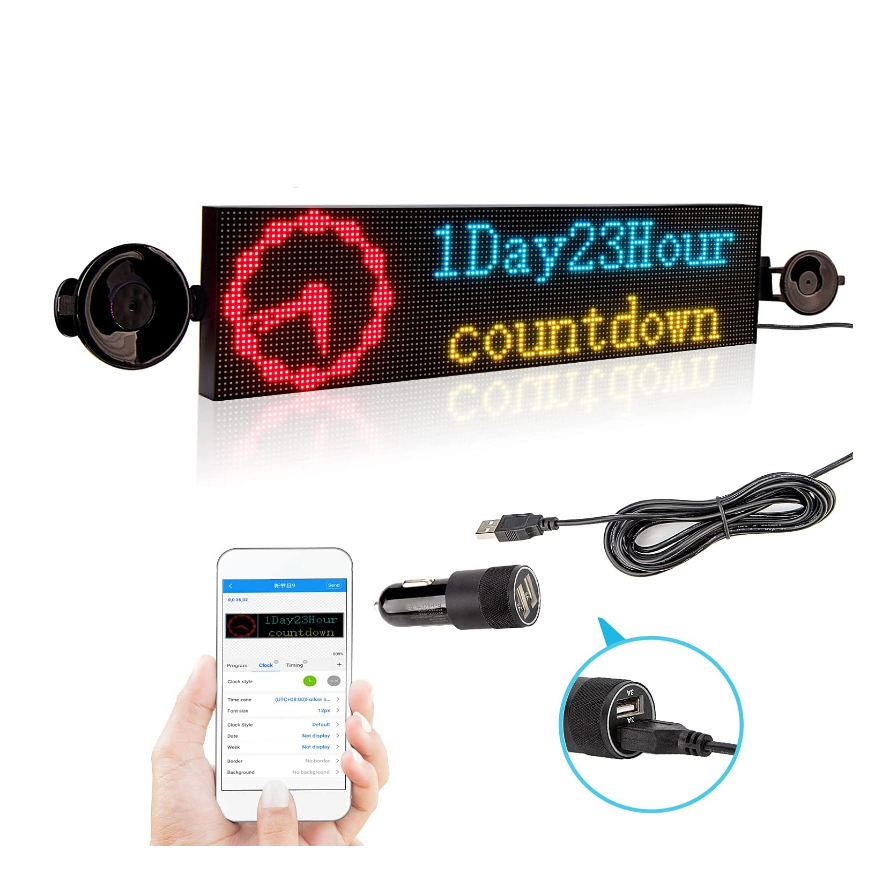 P4 Full Color WiFi LED Sign Car Message Scrolling LED Billboard for Text Images Animation