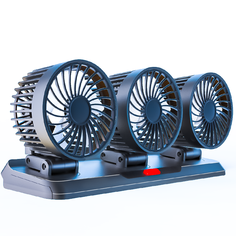 3 Heads Car Fan 360 Degree Rotating 3 speeds USB Portable Vehicle Truck Fan 5V/12V/24v Cigarette Lighter Input