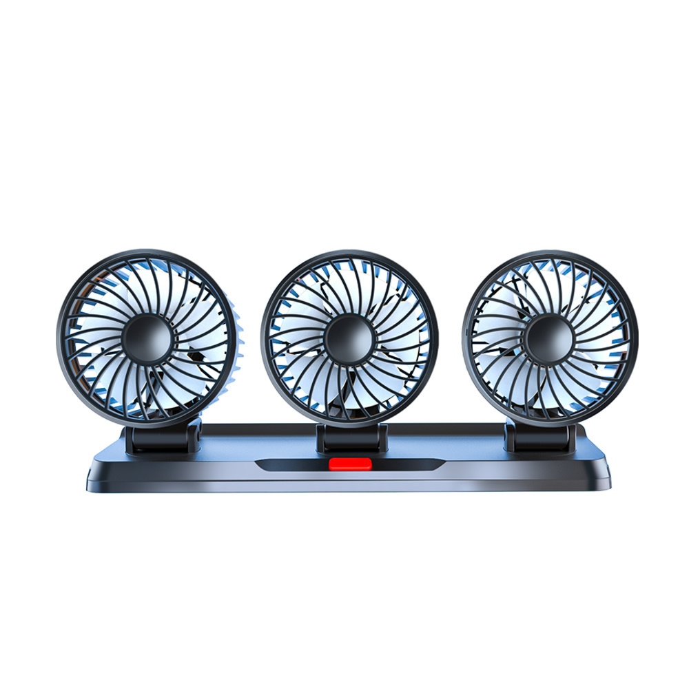 3 Heads Car Fan 360 Degree Rotating 3 speeds USB Portable Vehicle Truck Fan 5V/12V/24v Cigarette Lighter Input