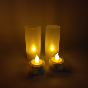 LINLI Flickering Tealight Candles With Charging Base Rechargeable LED Tea Light Candle Party For Events Wedding Living Room Bath