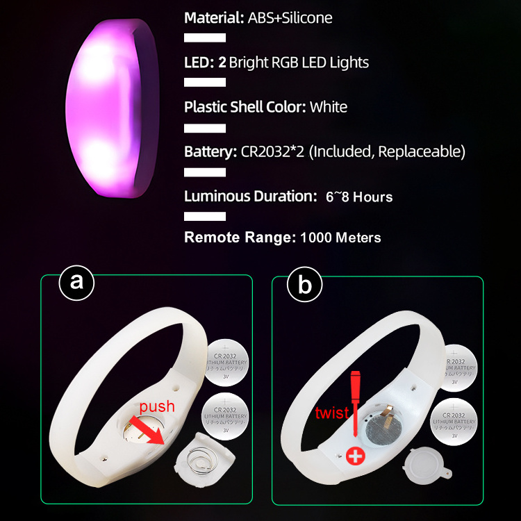 LINLI RFID DMX Remote Controlled Glow LED Bracelets Light Up Wristbands Flashing Arm Wrist Bands For Music Festival Soccer Games