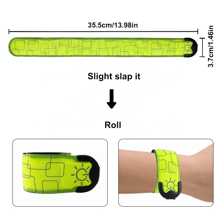 LINLI USB Rechargeable Luminous Wristbands 3 Modes Light Up LED Slap Armband For Night Sport Running Cycling Walking