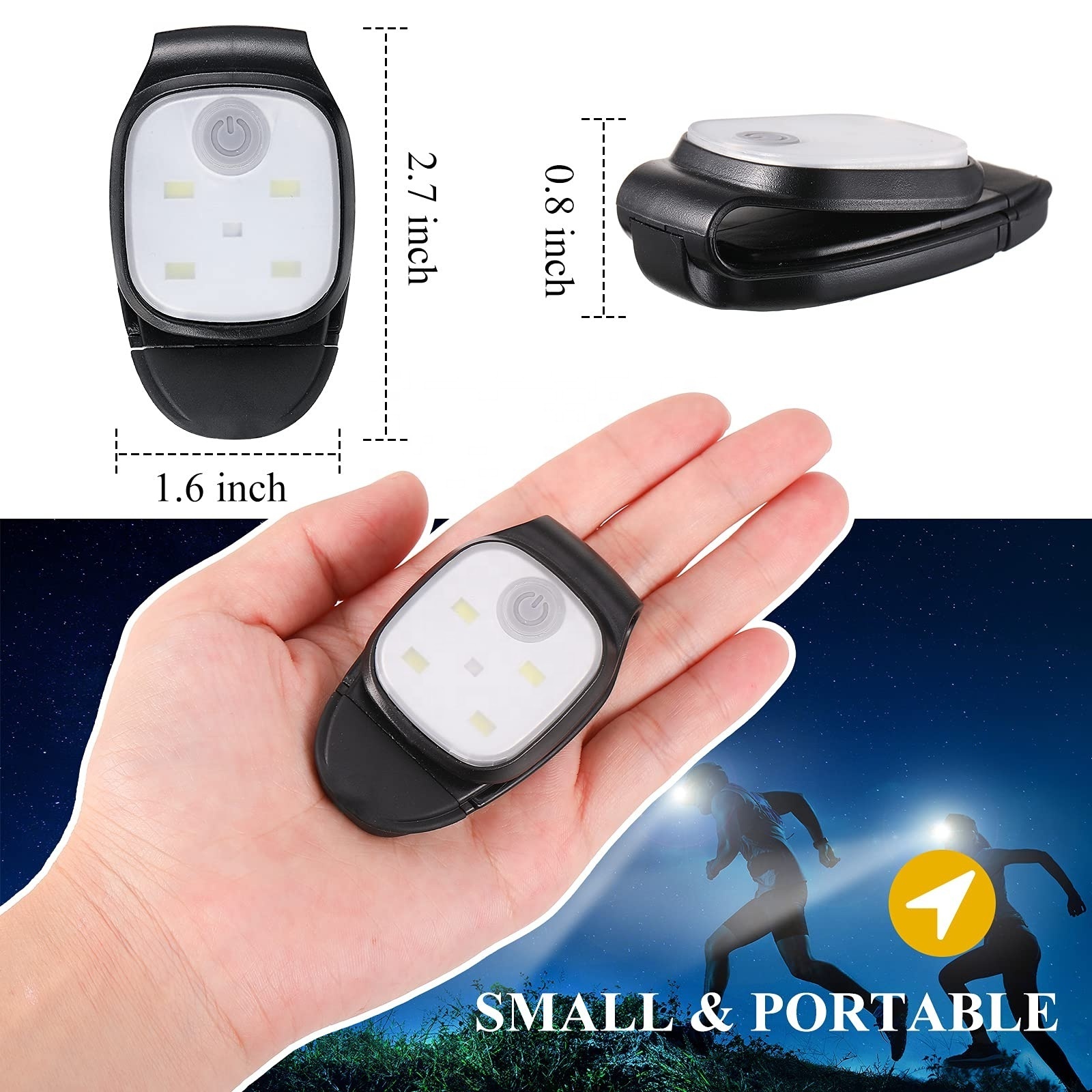 LINLI Wearable Hands Free Flashlight USB Rechargeable Clip On LED Runners Light With Clip For Running Jogging Walking Dog Collar