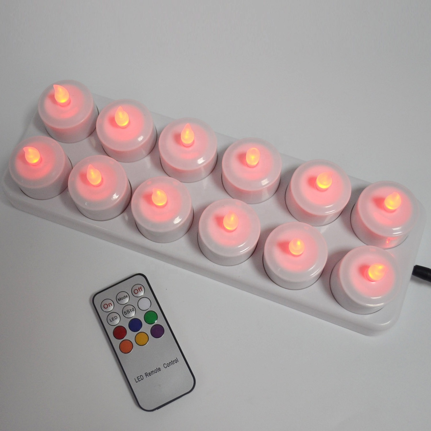 LINLI 12 PCS Flameless Tealight Candles With Colorful Lights Battery Operated Colored Fake Candles Remote Control LED Tea Lights