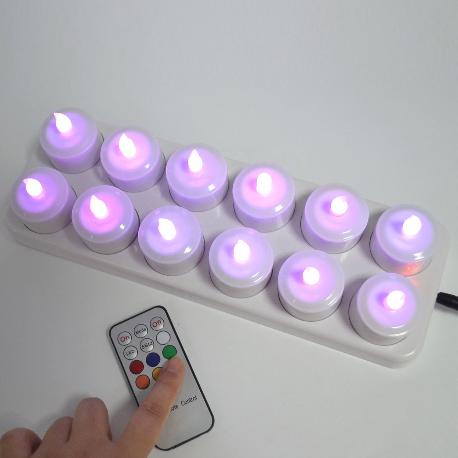 LINLI 12 PCS Flameless Tealight Candles With Colorful Lights Battery Operated Colored Fake Candles Remote Control LED Tea Lights